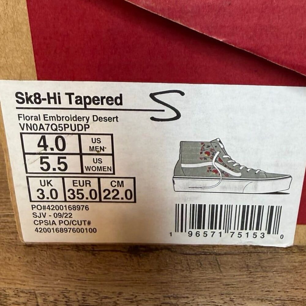 Vans Sk8-Hi Tapered Stackform Platform Floral Shoes embroidery desert size 5.5 - Picture 2 of 10